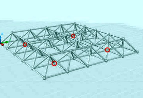 Model diagram of evacuated quadrangle space frame