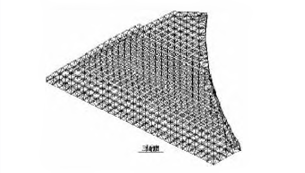 3D perspective view of flat space frame structure