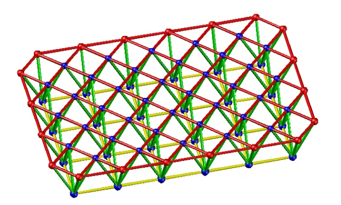 Oblique put four corners cone space frame