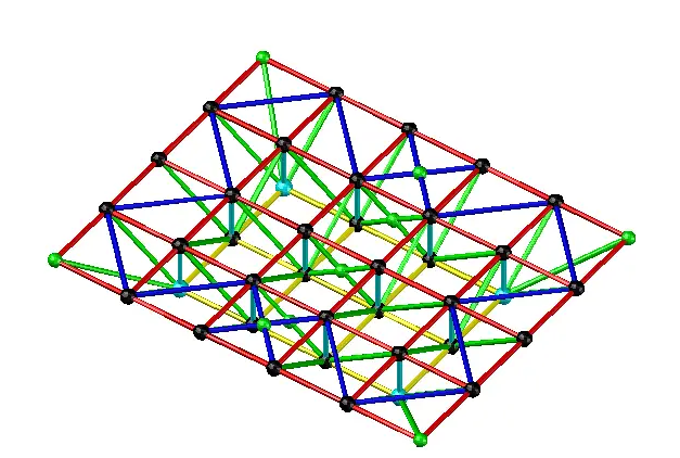 Two way orthogonal upright space frame