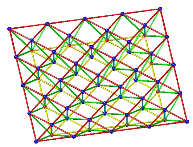 Two directional orthogonal diagonal space frame