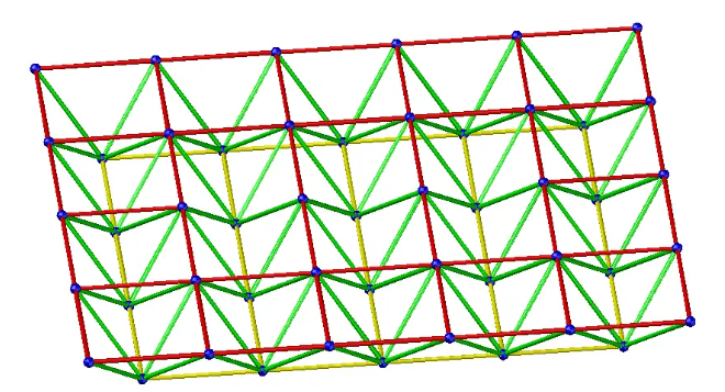 Unidirectional folded wire space frame