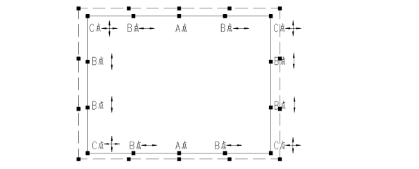 Schematic diagram of the layout of the support of the tension beam space frame on the top of the independent column